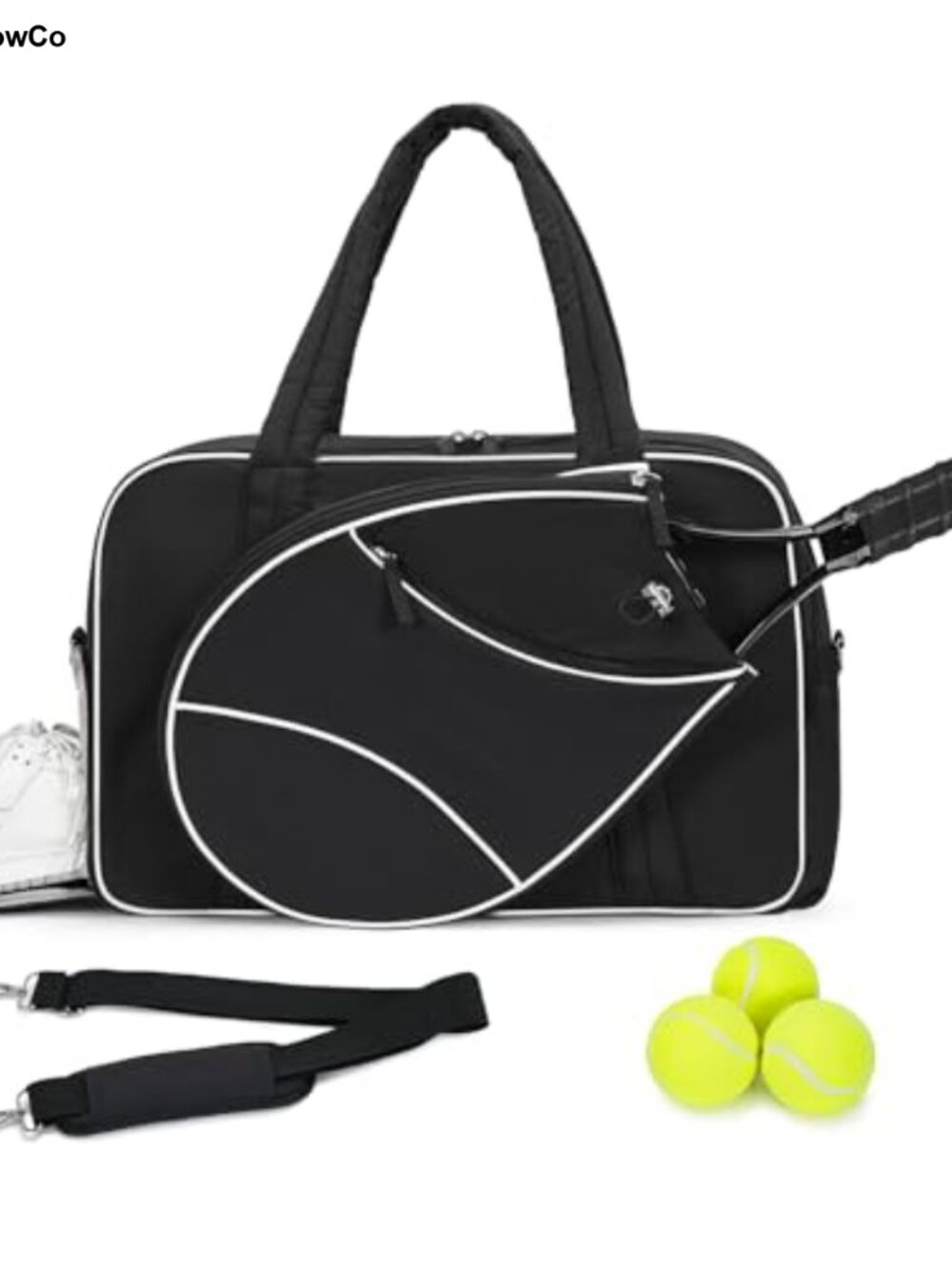 Tennis Gym Bag for Women Racket Bag Water-Resistant Polyester Duffel with Shoe